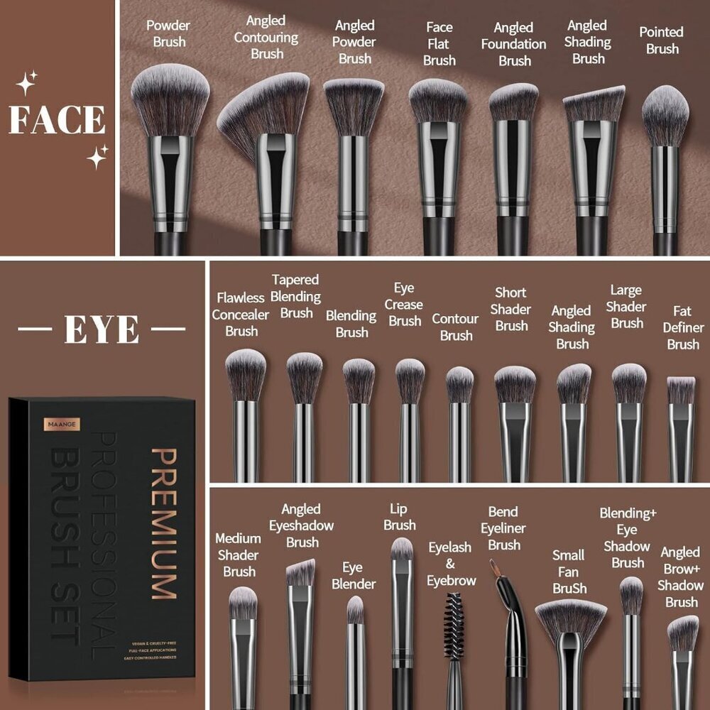 🆕 Makeup Brush Set Foundation Eyeshadow Blush Blending Concealers Face Powder - Picture 2 of 6
